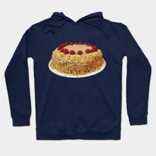 Sweet Food Frosted Cake with Chopped Nuts and Raspberries Hoodie